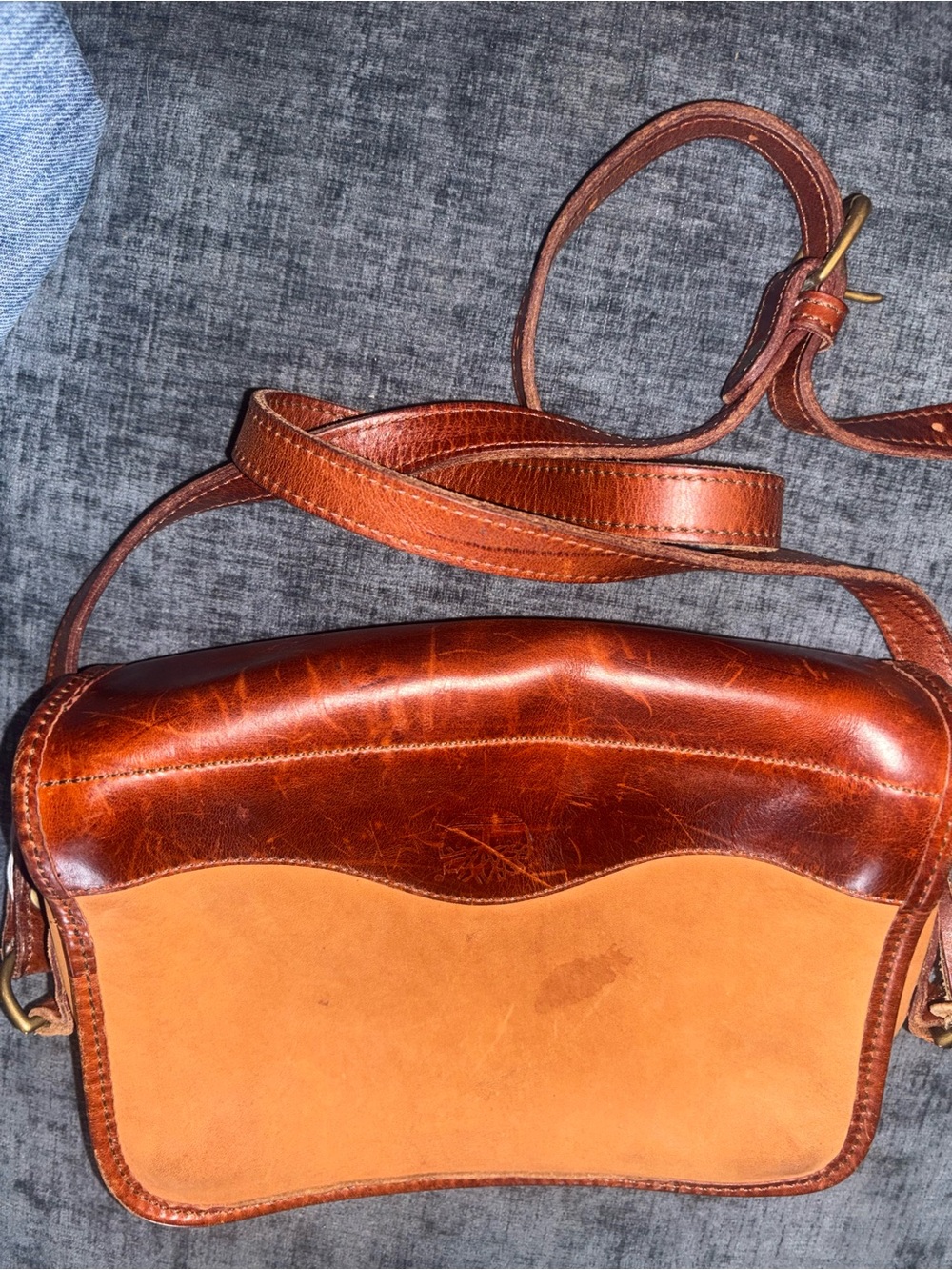 Vintage 90s Timberland Made in USA Leather Crossbody Bag Brown Tan Saddle Purse